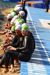 At the ITU World Championships before the swim start with guide Lindsey Cook, where we finished in 8th place in the world
