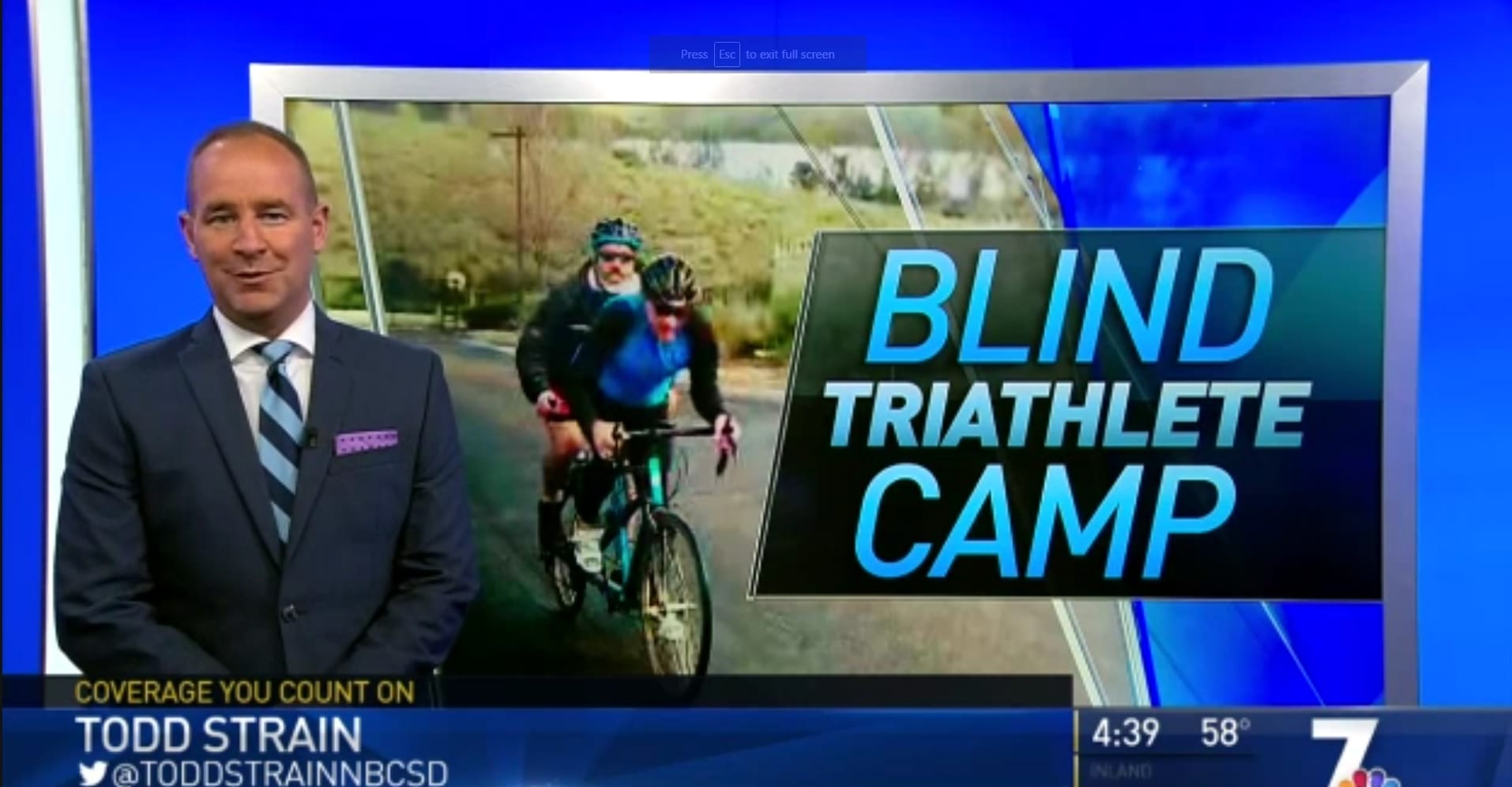 NBC San Diego- “Learning to Tri” A Blind Triathlete Camp in San Diego